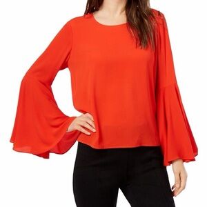 Vince Camuto Vibrant Red Flared Sleeve Blouse